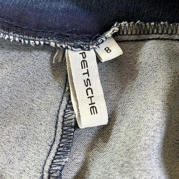 PETSCHE Women’s Crystal Embellished Leg Denim Capri Jeans Blue Size 8 - Picture 2 of 5